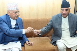 प्रधानमन्त्री ओली र काँग्रेस सभापति देउवाबीच भेटवार्ता