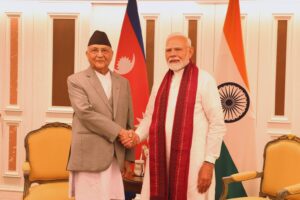 प्रधानमन्त्री ओली र भारतीय प्रधानमन्त्री मोदीबीच भेटवार्ता